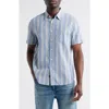Rails Wilder Stripe Short Sleeve Hemp & Cotton Button-up Shirt In Blue