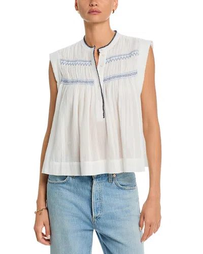Rails Willow Embroidered Detail Cotton Top In White