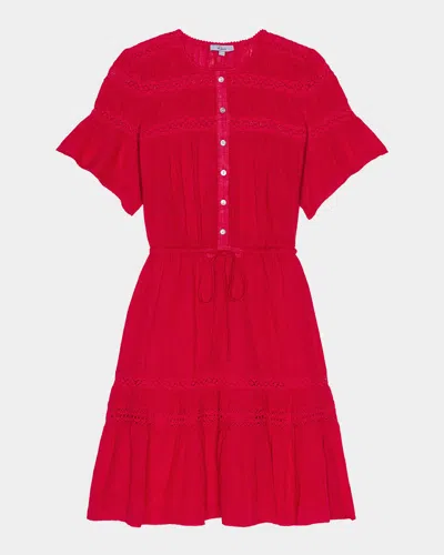 Rails Winslow Short-sleeve Linen Mini Dress In Red