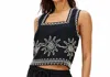 Rails Akira Sun Embroidered Linen Top In Black