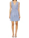 Rails Albany Stripe Tiered Linen Blend Dress In Blue