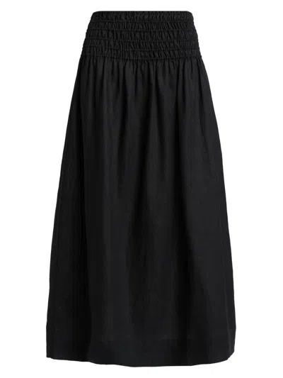 Rails Women's Alessa Linen A-line Midi-skirt In Black