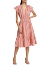 Rails Women's Amellia Striped Linen-blend Midi-dress In Coral Navy