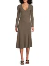 Rails Women's Arlette Ribbed Cotton-blend Midi-dress In Brown