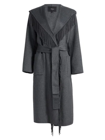 Rails Women's Arlon Hooded Fringe-trim Wool-blend Coat In Gray