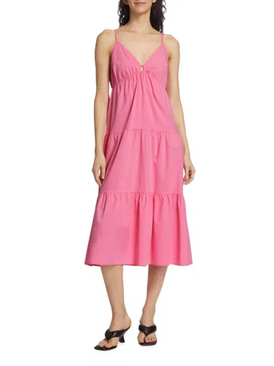 Rails Womens Tiered A Line Midi Dress In Hot Pink