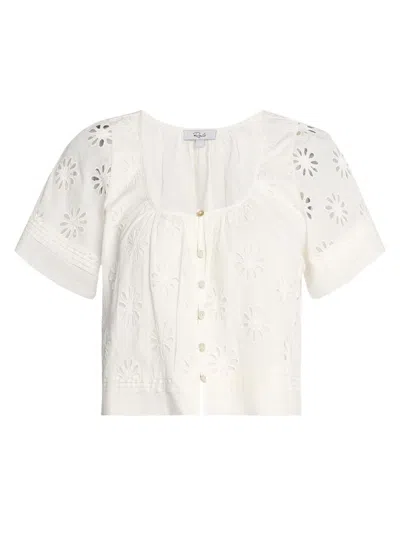 Rails Women's Bambina Floral Cut-out Cotton Blouse In White