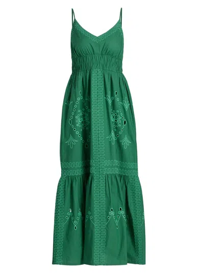Rails Women's Blair Eyelet-embroidered Cotton A-line Midi-dress In Green
