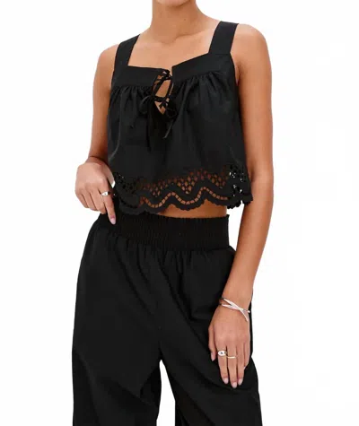 Rails Blythe Tie Front Cotton Crop Top In Black