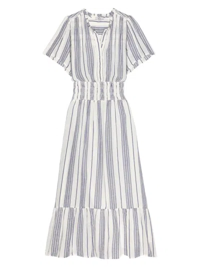 Rails Women's Brent Linen-blend Striped Midi-dress In Gray