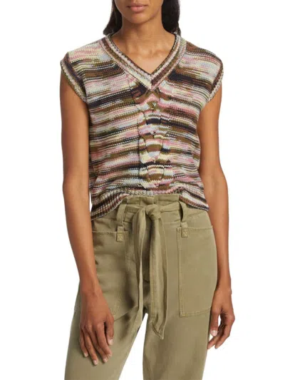 Rails Brixton Vest In Forest Space Dye In Beige Multi