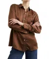 Rails Oak Silk Charmeuse Button-front Shirt In Brown