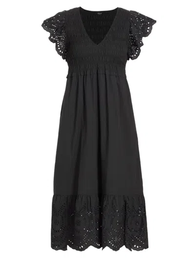 Rails Women's Clementine Embroidered Midi-dress In Black Eyelet