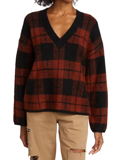 Rails Women's Colleen Plaid Sweater In Black Orange
