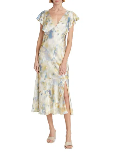Rails Women's Dina Diffused V-neck Midi-dress In Diffused Bloom