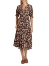 Rails Eliana Tie Belt Button Front Midi Dress In Brown