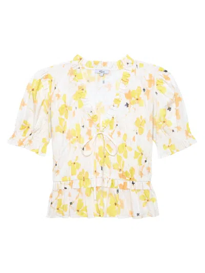 Rails Women's Fontane Floral Cotton Blouse In White