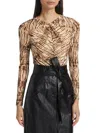 Rails Women's Hana Printed Mesh Cut-out Top In Neutral