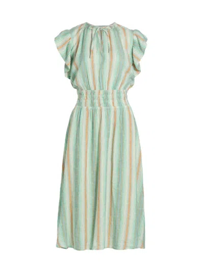 Rails Womens Seaview Stripe Iona Stripe-pattern Linen-blend Midi Dress In Multi