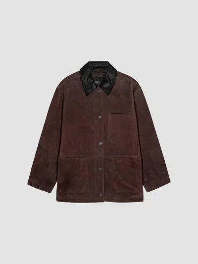 Rails Jaxton Suede Contrast-collar Jacket In Brown