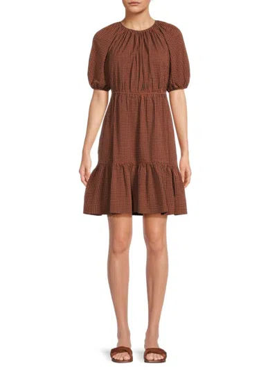 Rails Women's Khlow Gingham Seersucker Mini Dress In Rust Brown