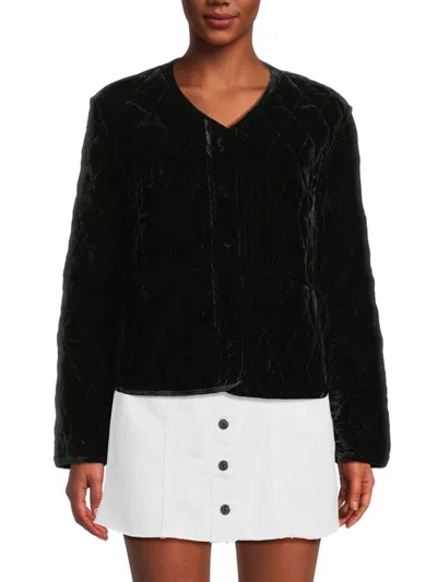 Rails Women's Kiko Diamond Quilted Velvet Jacket In Black
