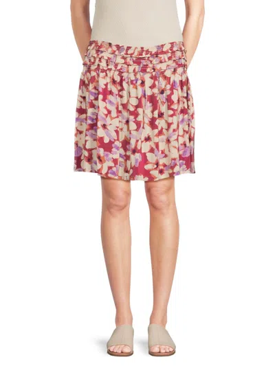 Rails Women's Kumi Floral Smocked Miniskirt In Pink