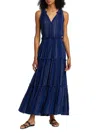 Rails Women's Loulou Linen-blend Tiered Maxi Dress In Blue