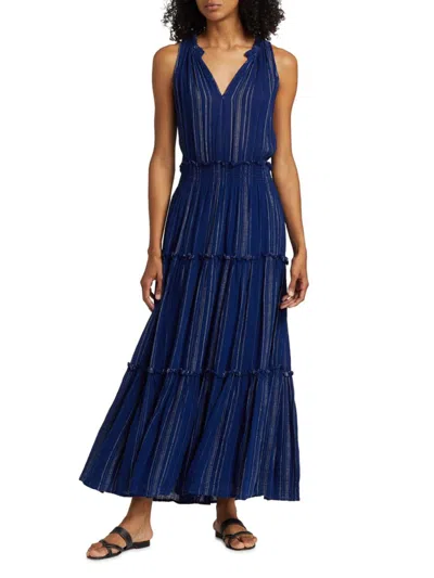 Rails Women's Loulou Linen-blend Tiered Maxi Dress In Blue