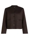Rails Melanie Leather Whipstitch Wool Blend Jacket In Brown