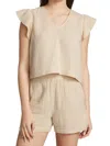 Rails Women's Miley Ruffled V-neck Top In Neutral