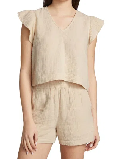 Rails Women's Miley Ruffled V-neck Top In Neutral