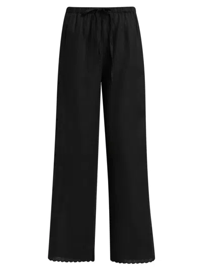 Rails Women's Mirina Embroidered Cut-out Linen Pants In Black