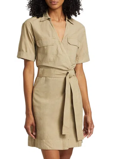 Rails Women's Natalie Twill Belted Wrap Minidress In Olive