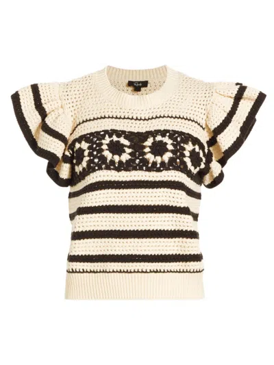 Rails Women's Penelope Crochet Top In Oat Navy Crochet Stripe