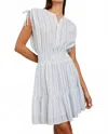Rails Samina Stripe Smocked Linen Blend Dress In White
