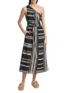 Rails Selani Stripe One-shoulder Cotton Midi Dress In Black