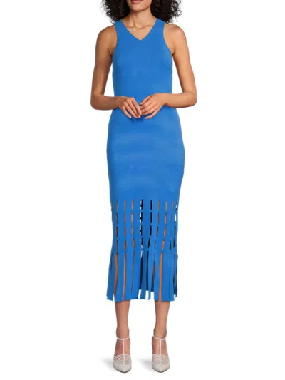 Rails Women's Sleeveless Fringed Rib-knit Midi-dress