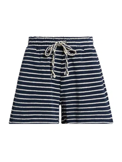 Rails Women's Teddy Striped Cotton Terry Shorts In Blue