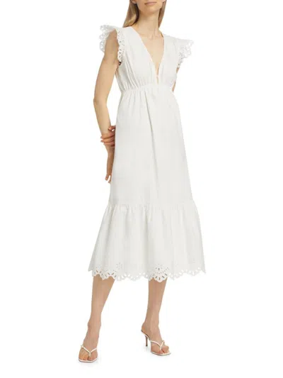 Rails Women's Tina Eyelet Cotton Flutter-sleeve Midi-dress