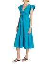 Rails Tina Flutter Sleeve Cotton Blend Midi Dress In Turkish Tile