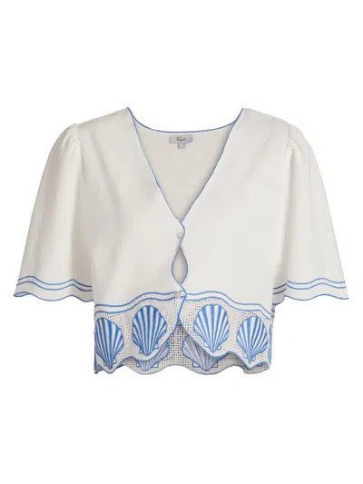 Rails Women's Venice Embroidered Cotton-linen Top In White