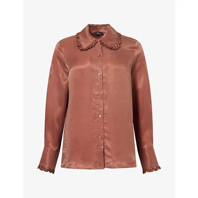Rails Womens Beatrix Embroidered-trim Woven Shirt Cinnamon Xs In Pink
