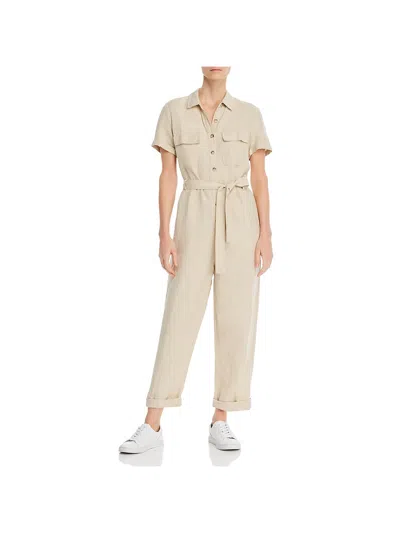 Rails Womens Belted Short Sleeve Jumpsuit In Grey