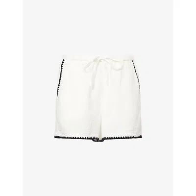 RAILS WOMENS BLACK BLANKET STITCH RAILS X LSPACE SUNNY STITCH COTTON SHORTS XS