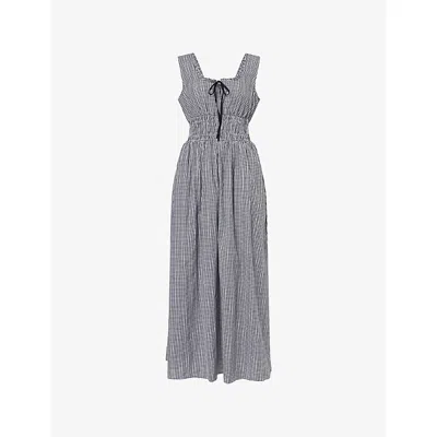 Rails Womens Black Gingham Jordie Gingham-pattern Cotton Midi Dress In Gray