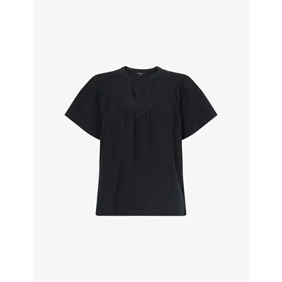 Rails Womens  Sayer Raglan-sleeve Cotton-cheesecloth T-shirt In Black