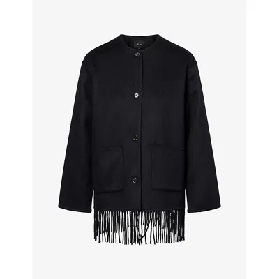 Rails Womens Black Tomoko Fringed Wool-blend Jacket Xs
