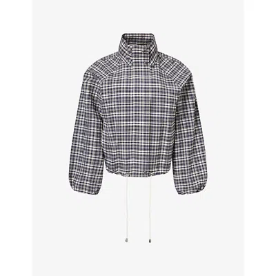 Rails Womens Blake Funnel-neck Woven Jacket Mini Check