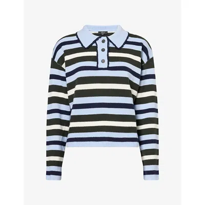 Rails Womens Delora Stripe Wool-blend Knit Jumper Sky Forest Stripe Xs In Blue